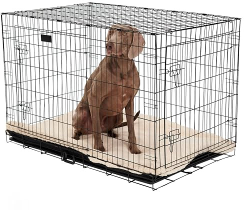 Brixy Robuste Faltbare Hundebox XL, 107 x 72 x 77 cm, mit 2 Türen und herausnehmbarer Bodenschale, Schwarz