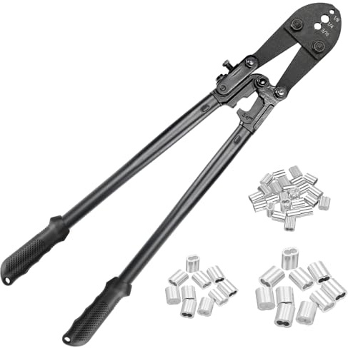 TooTaci 24 Inch Hand Swaging Tool, Wire Rope Crimping Tool for 1/8 3/16 1/4 Wire Cable, Heavy Duty Cable Long Hand Swager Crimper for Copper and Aluminum Oval Sleeves and Stop Sleeves