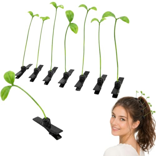 9er-Set Öko-Haarklammern mit Grasdesign – Naturlook Sojasprossen-Haarspangen, Lustige Blatt-Accessoires für Pferdeschwanz und Zöpfe