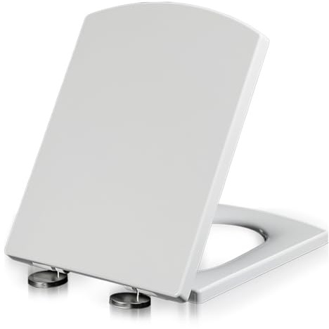 Soft Close Toilet Seat Square Plastic Toilet Seat with Quick Release Hinges Length Adjustable Easy to Clean Bathroom Lid Personal Tools