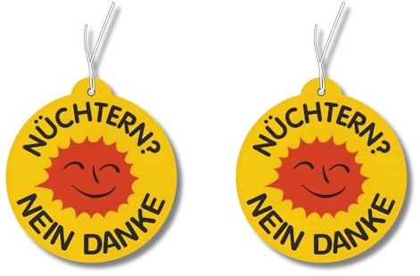 2x Duftbaum mit 'Nüchtern? Nein Danke' Motiv, Autoduft lustig Duftspender, Wagen tuning Lufterfrischer