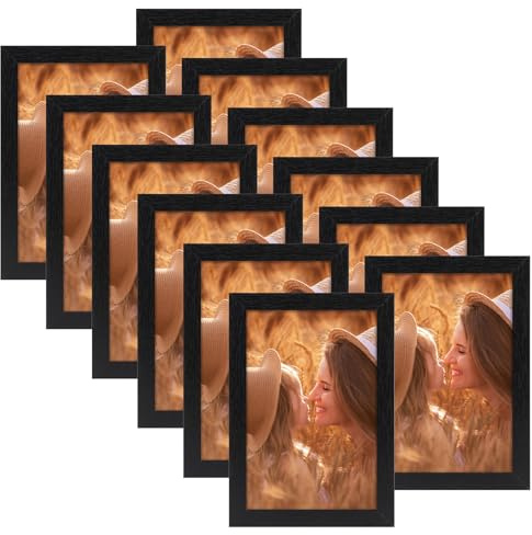 Ditwis 6x4 Photo Frames Black Set of 12, Classic Multiple Picture Frames for Living Room, Bedroom and Office, Wall or Desk Display