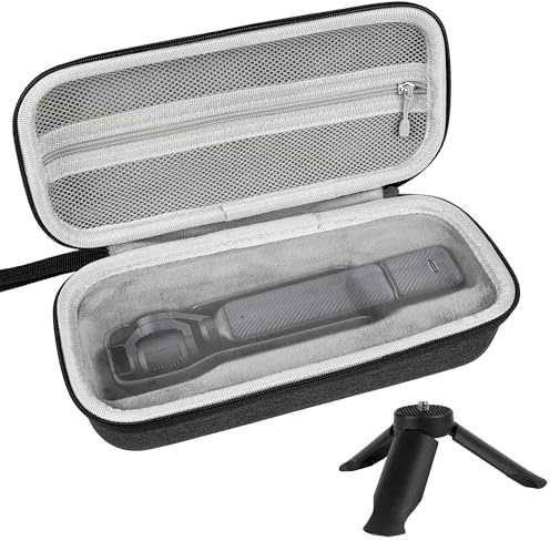 Geekria Carrying Case for Osmo Pocket 3, Portable Storage Small Protector Bag Compatible with DJI Osmo Pocket 3, Protective with Mini Tripod, Wrist Strap, Carabiner Accessories (Grey/Suit)