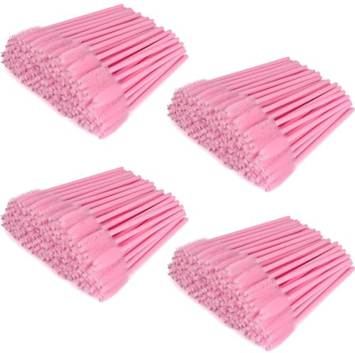 400 Stück Wimpernbürstchen, BetterJonny Mascara Zauberstäbe Wimpern Bürste Mascara Bürstchen für Wimpernverlängerung Eyelash Brush für Beauty-Salon und Hausgebrauch (Rose)