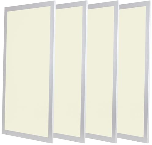 Bright Source 1200x600 LED Panel, Backlit Recessed Ceiling Light, 72W, 6200lm, 120° Beam Angle, IP20, 3000K Warm White, Driver Included, Low Glare UGR <19, Flicker Free, 4 Pack