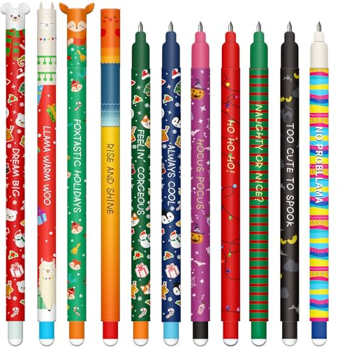 VorIrydian Radierbarer Gelschreiber Set - Weihnachten gel pens für löschbare Stifte Set, mit thermoempfindlicher Löschtinte, einer Vielzahl von Tintenfarben und Schaftdesigns, 0,7 mm