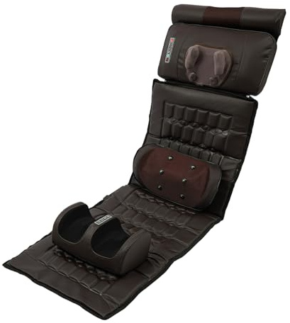 PromiseFly Tapis de massage pour tout le corps, siège de massage multifonction avec fonction chaleur et minuterie, coussin de massage avec 9 niveaux d'intensité et 9 modes de massage, appareil de