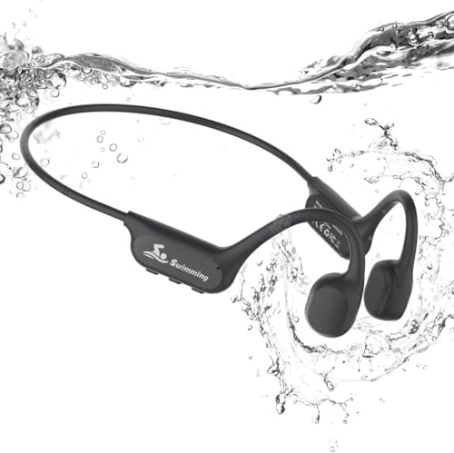 ANSTEN Swimming Headphones, Bone Conduction Headphones,IPX8 Waterproof Headphones Swimming, Bluetooth 6.0 & MP3 Dual Mode with 8GB Memory 8 Hours Playtime,Open Ear Headphones for Swimming(Black)