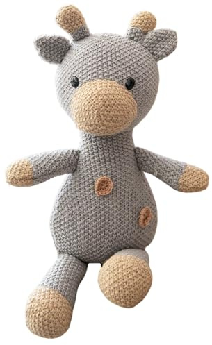TROYSINC Gestricktes Tier Plüschtier, Elefant, Giraffe, Pferd & Schwein, Weiches Tier Kuscheltier Niedliches Tier Puppen Stofftier Spielzeug für Kinder & Deko (Graue Giraffe)