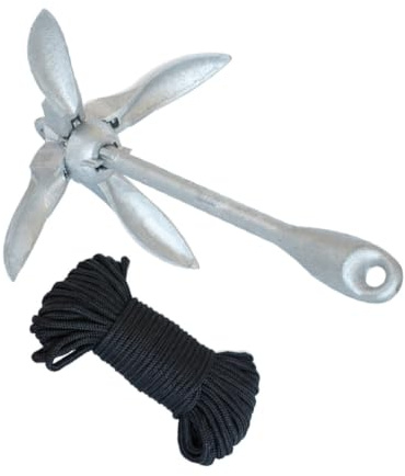 CIYODO 1, Ancre de 5kg Pliante Galvanisée Bateau pour Bateaux Gonflables | Acier Titane, Rainure Renforcée à Boucle, Haute Résistance, pour Bateaux Pneumatiques et Barques