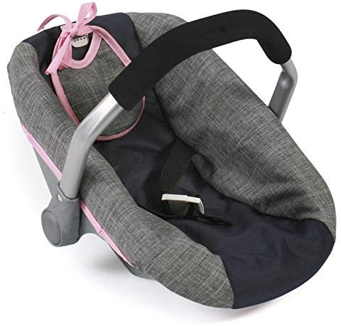 Bayer Chic 2000 708 26 Puppen-Autositz für Baby-Puppen, Puppentrage, Melange grau-Navy, 45 x 31 x 32 cm