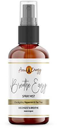 Aroma Energy Breathe Easy Room Spray 100ml - Natural Essential Oil Fragrance Mist - Eucalyptus, Peppermint, Tea Tree