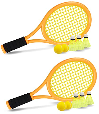 Kid Tennis Racket with Bag,Plastic Racquet Include 4 Foam Ball,6 Badminton shuttlecocks for Children (Over 3 Years Old),Toddler Outdoor/Indoor Sport Play