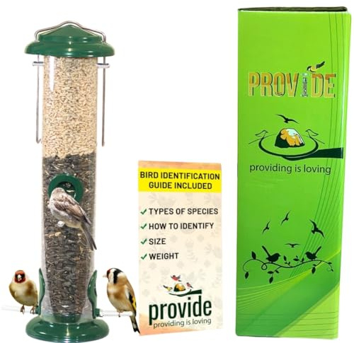 PROVIDE Easy Clean Bird Seed Feeder, bird feeders for small birds, Easy dissemble wild Bird Feeders. Hanging Bird Feeder for black oil seed, Sunflower Heart and Mix Seeds. Garden Bird Feeding Station