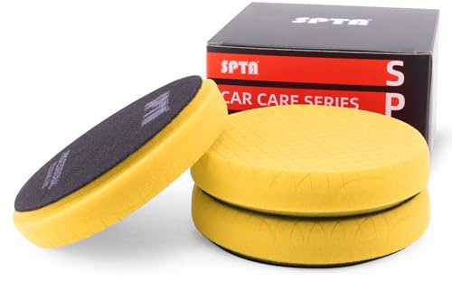 SPTA Gelb Medium Cut Pad, Buffing Polierpads, 3 Stück 5,5 Zoll Fläche für 5 Zoll 125 mm Trägerplatte Compound Polierschwamm Pads für Auto Polierer Compoundierung, Polieren und Wachsen