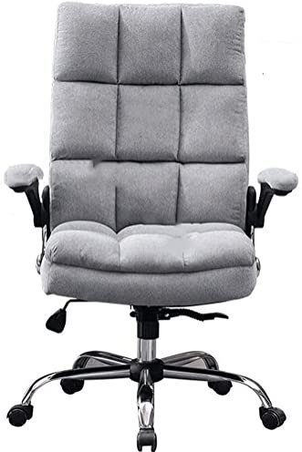 ABGRC Bürostuhl Bürostuhl aus Baumwollleinen，Bequemer ergonomischer Boss-Stuhl 360°-Drehung 10 cm nach Oben und unten höhenverstellbarer Computerstuhl Stress abbauen