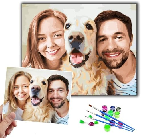 CleverFine Malen Nach Zahlen Eigenes Bild Personalisiert Erwachsene Foto Painting Bilder（40cm*40cm Gerahmt）
