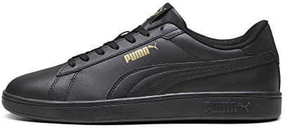PUMA Puma Smash 3.0 L unisex - vuxen Sneaker, PUMA Black-PUMA Gold-PUMA Black, 47 EU