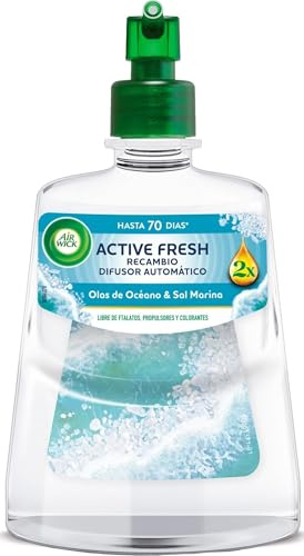 Air Wick Active Fresh Spray Automatico Sin Aerosol - Ambientador para casa con aroma a Olas de Océano y Sal Marina - Recambio (228ml)