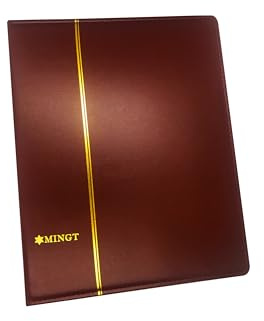 PCCB MINGT 4-Rings Binder PU Leather Collection Album Cover For Banknote Stamp Paper Money Coin Collecting And Supplies (Dark Red)