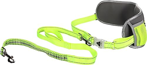 Flamingo JOGGINGLEINE + HÜFTGURT LED STOFFEL GELB Leine 118CM / Gurt 80-140CM