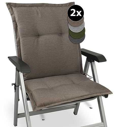 Beautissu 2er Set Premium Gartenstuhlauflage Niedriglehner Polster Stoff | 105x50x7cm Taupe robuster & UV-Lichtechtheit Auflage für Gartenstuhl Niederlehner Sitzkissen Auflagen Stuhlauflage HighLux NL