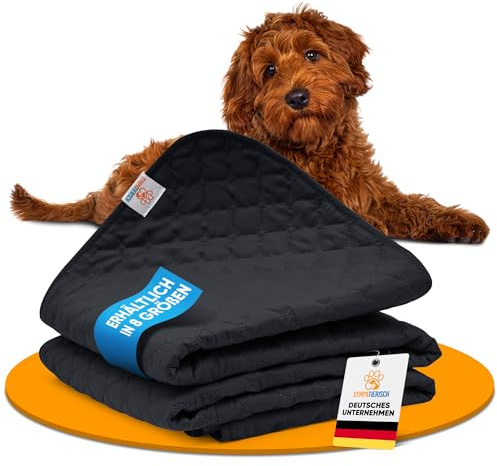 SympaTierisch wasserdichte Hundedecke - Robuste Hundematte als Schutz für Sofa & Bett - rutschfeste Hundedecke auch für große Hunde geeignet - in der Waschmaschine waschbar - 205 x 130 cm - schwarz