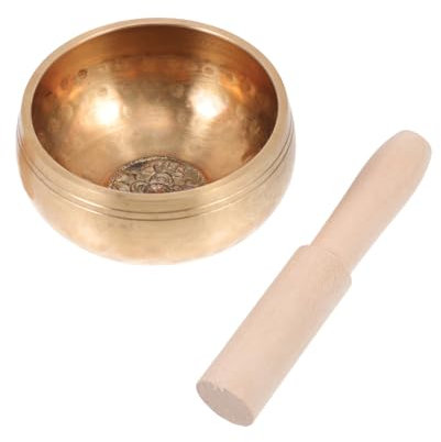 Abaodam Kupfer Klangschalen Set Mit Schlägel Und Stab Für Yoga Und Meditation Goldfarbene Schale Zum Entspannen Mit Einzigartigem Klang Für Heimdekoration