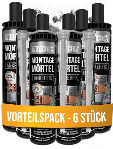 PROCREA® 6x Injektionsmörtel Ankerfix [inkl. 12x Premium-Mischern] Hochleistungs Montagemörtel & Verbundmörtel Kartuschen in bester Qualität - 2K Klebedübel & Flüssigdübel für innen & außen
