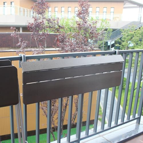 SFJATTA Outdoor-Tisch Balkontisch Zum Einhängen, Balkontisch klappbar Hängetisch, Wetterfest Hängetisch Klapptisch für Balkon, für Terrasse, Garten, Balkonklapptisch, Braun (Size : 80cm/31.5in)