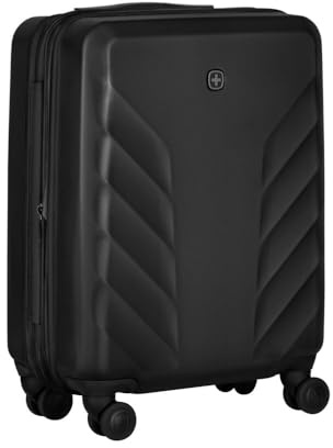 WENGER Motion Carry-On Hartschalenkoffer, Handgepäck, Trolley, 36 (43) l, Sicherheitsschloss, Damen Herren, Reisen Urlaub, Schwarz, 612701