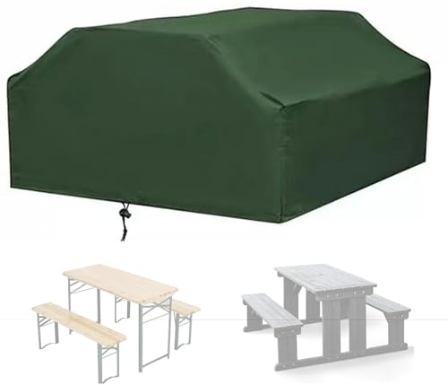 Housse pour Table de Pique Nique,210D/420D Oxford Bâche de Couverture pour Table et Banc Enfant, Impermeable Housse Protection Table et Chaise de Camping Jardin Exterieur (Size:185*150*80cm,Color:Gre