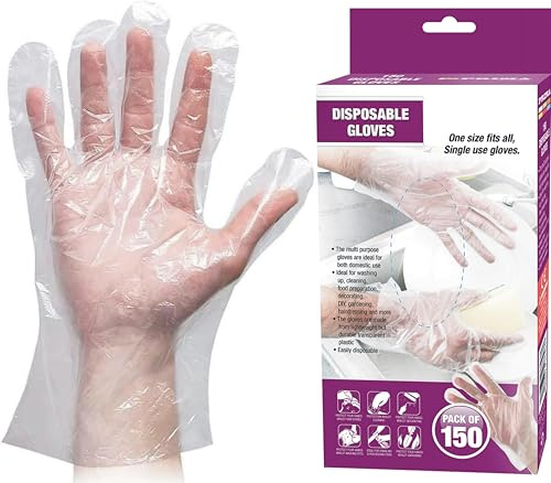 Gloves 150 Pcs Clear Vinyl Gloves Protective Gloves Large Clear, Vinyl Gloves, Powder Free, Latex Free, Clear Gloves Multi-Purpose Washing Up Gloves Waterproof Gloves for Cooking & Cleaning