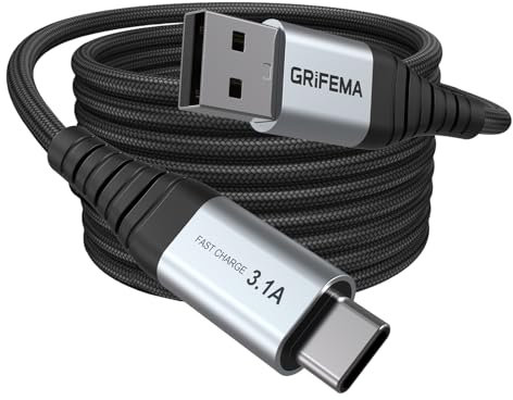 GRIFEMA Cavo USB-A a USB-C [2m], Carica Rapida 3,1A QC3.0, Cavo Intrecciato in Nylon, Compatibile con iPhone 16 15 Pro, Samsung S21 Note 20, Huawei, Xiaomi, Google Pixel, iPad e Altri Dispositivi