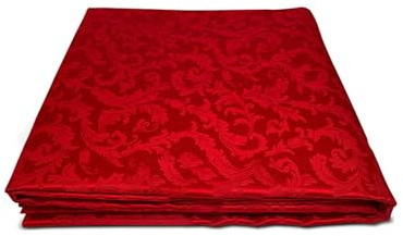 Giovanni Dolcinotti | Tovaglia Rettangolare Natalizia 140x280 cm Jacquard Damascata - 12 Posti - 100% Made in Italy - Colore Rosso