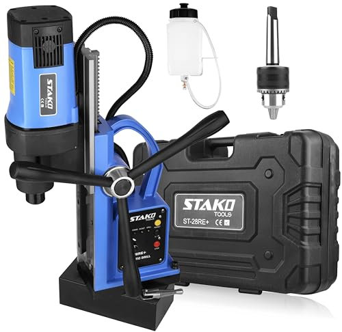 STAKO Magnetbohrmaschine 1800W mit Koffer ST-28RE+ Max. Ø80mm – 16500N Magnetkraft – Tragbare Kernbohrmaschine für Metallbearbeitung mit Bohrfutter B16 3-16 mm – Set-1