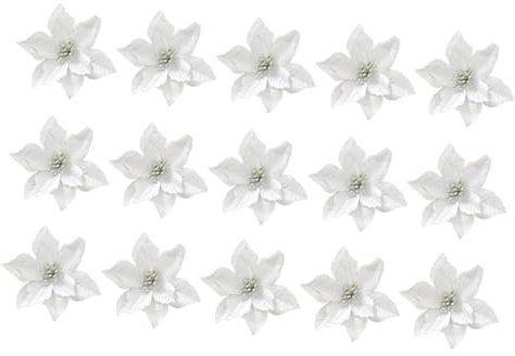 JEWEDECO 15stücke Kunstblumen Weihnachtsbaum Dekoration DREI-Layer Weihnachtsblumen Blumen Für Festliche Anlässe Und Deko
