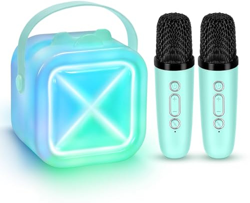 Machine à karaoké avec 2 microphones pour enfants et adultes, mini microphone de karaoké portable Bluetooth avec haut-parleur, cadeau pour filles de 4, 5, 6, 7, 8, 9, 10 ans et plus, fête