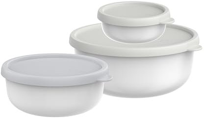 Mepal Set di 3 Contenitori per Microonde Lumina, Contenitori alimenti con coperchio adatti per frigo, freezer, forno a vapore e microonde, 250 + 750 + 1500 ml, White