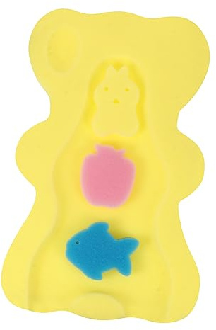 Toyvian Alfombrilla De Esponja Para Baño Infantil, Cojín De Baño Antideslizante, Soporte Ergonómico, Espuma Suave y Cómoda, Color Amarillo, Adecuado Para Recién Nacidos y Bebés, Uso Bañeras De Casa