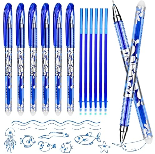 RUCUDIM Radierbare Gelstifte Blau Stifte 0.5mm Wegradierbare Erasable Pen Radierbarer Kugelschreiber Tintenroller Radierstifte Friction Löschbare mit 50 Minen und 2 Radiergummis für Schulen, Büros