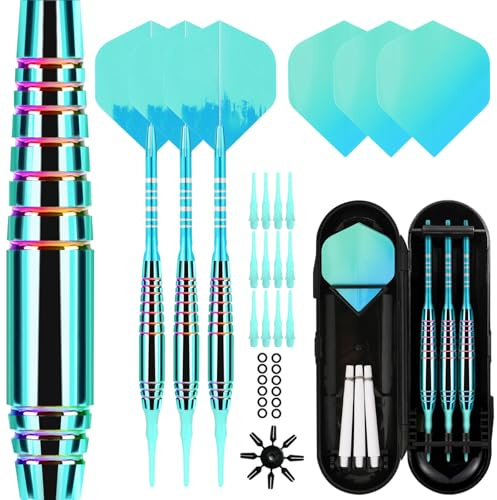 Lavishio Dartpfeile mit Kunststoffspitze für Elektronische Dartscheibe 3 Stück Soft Darts Pfeile Set, 19 Gramm Profi Softdarts Dartpfeil, mit Aufbewahrungsbox