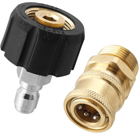 Gasea Pressure Washer Quick Connect Fitting Kit, M22 14mm Swivel to 1/4 Inch Power Washer Gun Adapter Garden Hose Quick Connector, 4500PSI