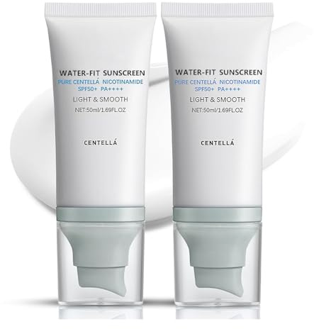 Centella Sunscreen SPF 50, Airy-Light Hyalu Cica Water-Fit Sun Lot de 2 sérums solaires pour le visage, protection longue durée, crème hydratante Centella Madagascar (50 ml)