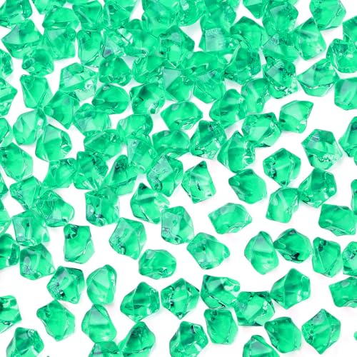 500 Stück Dunkelgrün Acryl 14 mm Diamanten, Edelsteine für Kinder mit Box | AWARDSEN Dunkelgrün Edelsteine für Vasenfüller, Tischdeko, Party, Aquarium, Schatzsuche, Sandkasten, Kunsthandwerke Deko