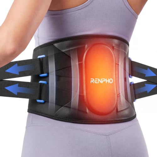 RENPHO Cordless Heating Pad for Lower Back, 5-Level Heat, 3-Level Vibration | Wireless Heating Pad with Massager with Extension Strap, Auto-Off, Gift for Women & Men