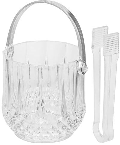 MAGICLULU Seau à Glace Transparent avec Pince Plastique Portable Compartiment de Rangement pour Glaçons Bar Hôtel Apéritifs