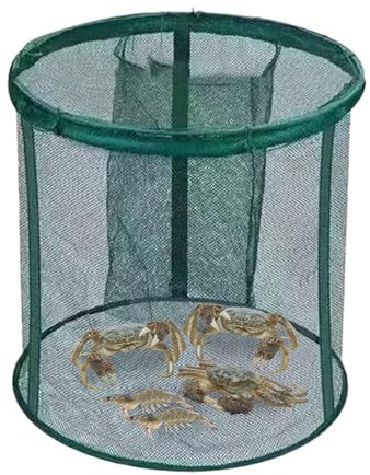 Peufcmi Panier À Poisson Pliable, Piège de Stockage Pliable pour Poissons Vivants, Cage de Stockage Portable pour Appâts et Filet de Pêche, pour Bar Truite Poisson-Chat Eau Salée Eau Douce Pont