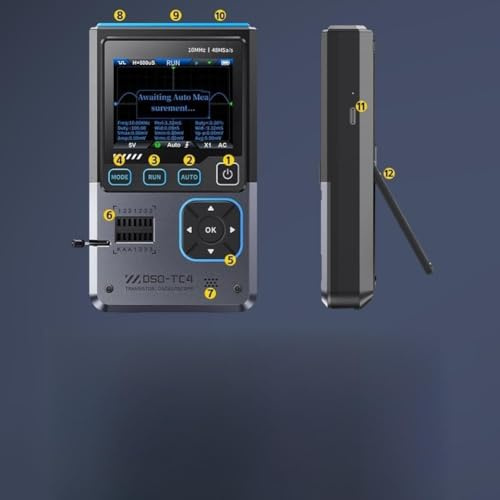DSO-TC4 Oscilloscopio digitale 3 in 1 con larghezza di banda 10 MHz, frequenza di campionamento 48MSa/s, tester a transistor e generatore di segnale, schermo TFT da 2,8 pollici, Ty