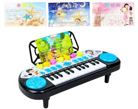 rongweiwang Kinder Klavier Keyboard, lustiges Musikspielzeug für Kleinkinder mit Soundeffekten und Lernmöglichkeiten, Abenteuer für kleine Köpfe, Anfänger, Kinder Keyboard Klavier mit Musikbuch